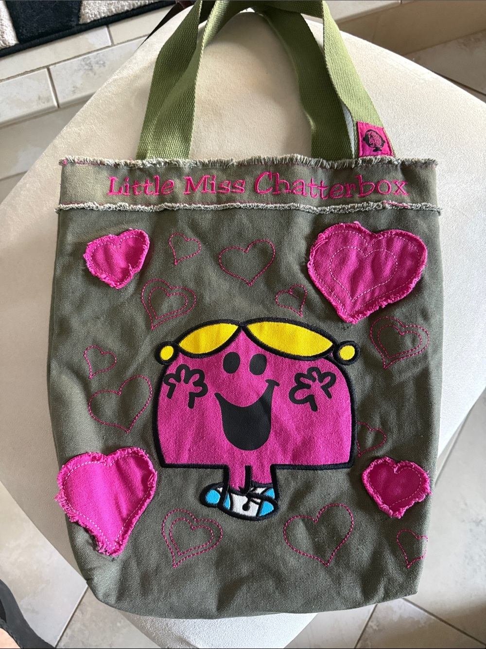 Olive & Pink Canvas Tote Bag